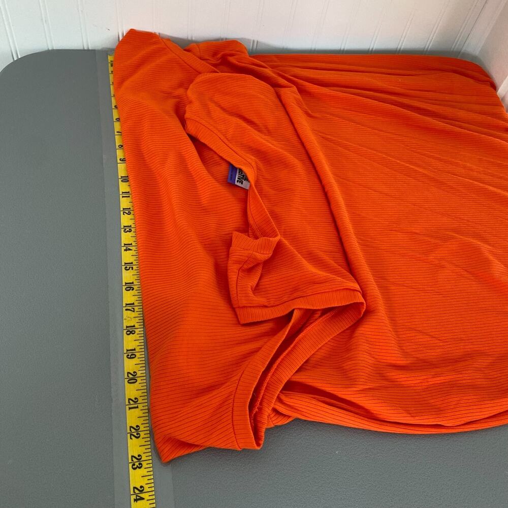 Future Collective x Kahlana Barfield Brown Womens Midi Dress Sz 3X Orange Ribbed - Picture 7 of 9